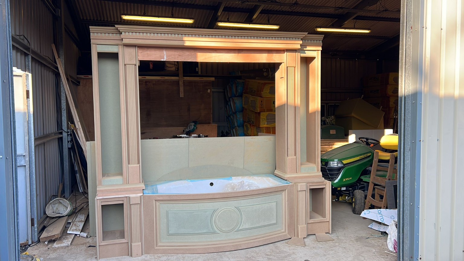 Bespoke bathroom surround before finishing
