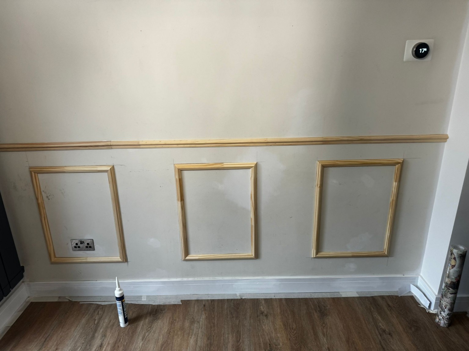 Wall panelling before finishing